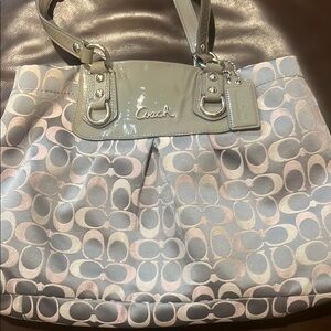 Coach Gray and light purple Shoulder Bag with Structured Design